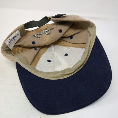 Ben Hogan Baseball Cap Beige Blue One Size Golfer Logo Made in USA Strapback hat