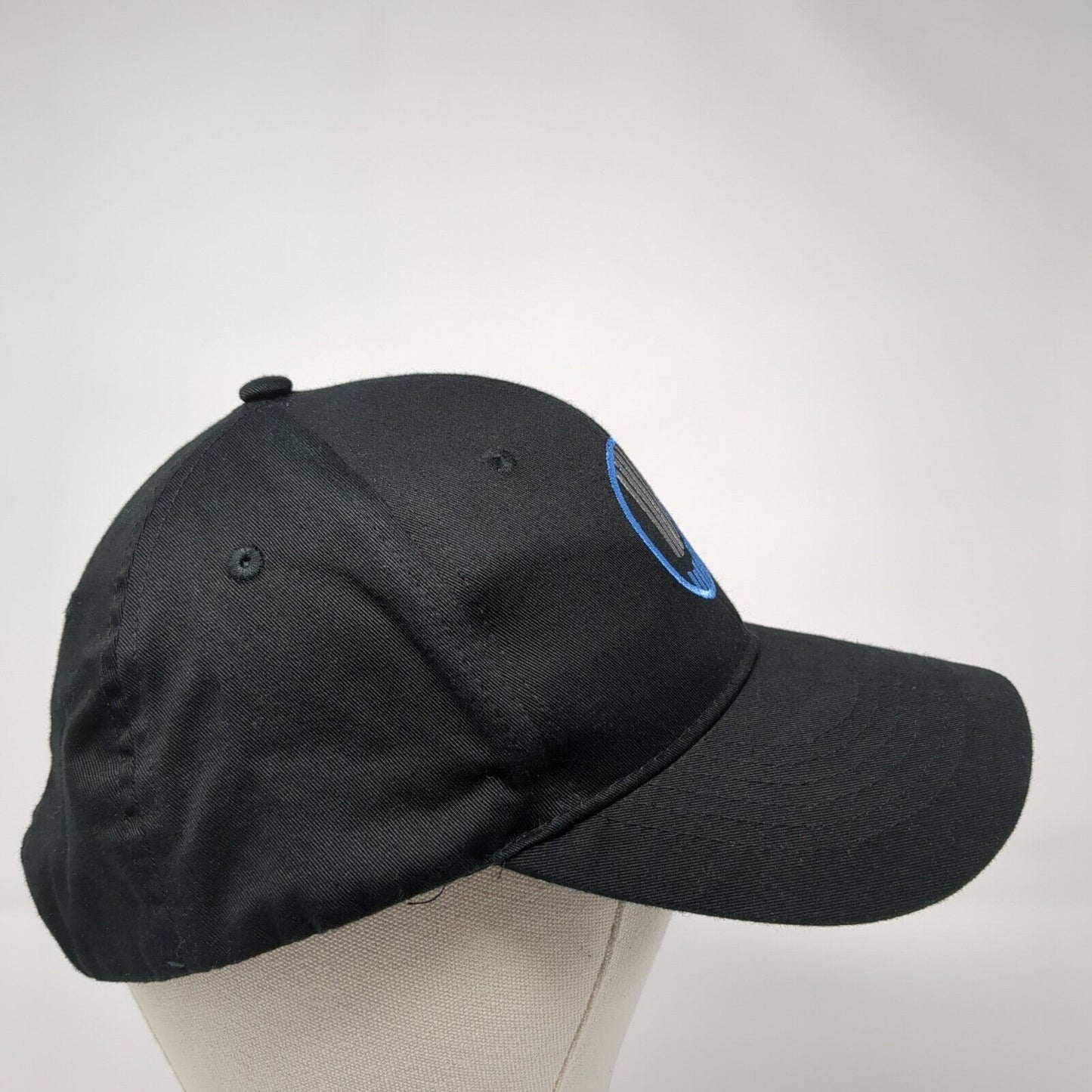 Unbranded Snapback Hat Black One Size Adjustable Embroidered 6 Panel Cotton