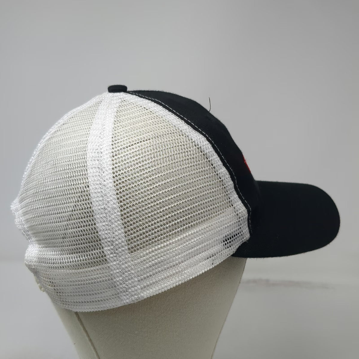 XPO Logistics Trucker Hat Black White Red One Size Mesh Back Snapback Logo Brim