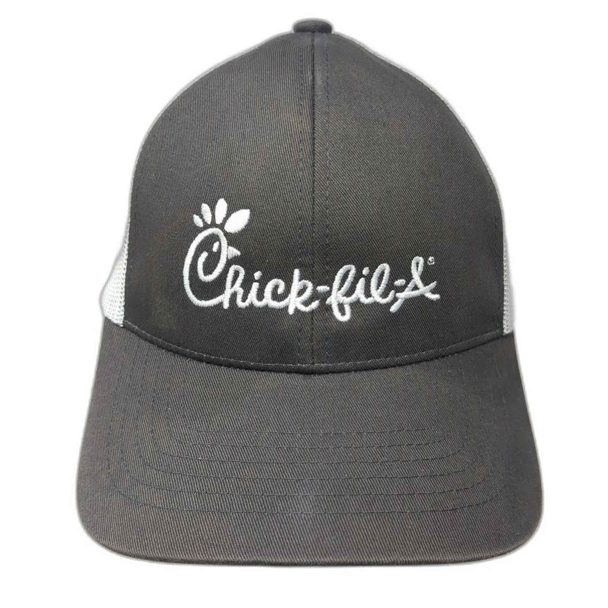 CapAmerica Trucker Hat Gray White One Size Chick-fil-A Logo Mesh Snapback Promo