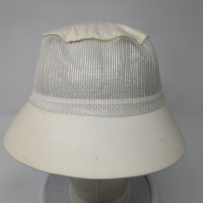 Unbranded Strapback Hat Cream One Size Adjustable Mesh Trim Wide Brim
