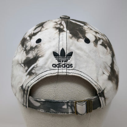 Adidas Baseball Cap Black White One Size Tie Dye Trefoil Logo Strap Buckle Hat
