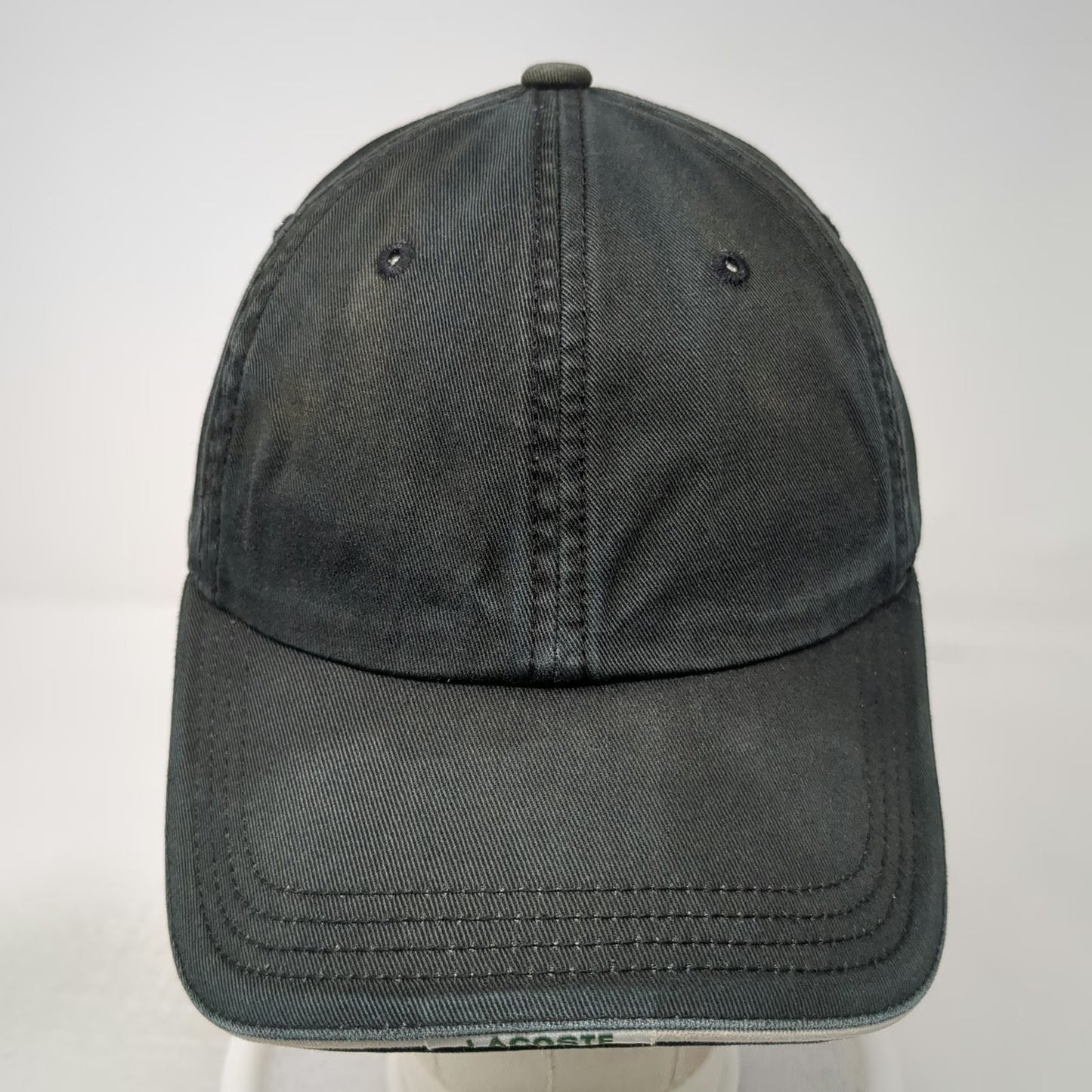 Lacoste Baseball Cap Black One Size Adjustable Slideback Cotton Hat Logo Design