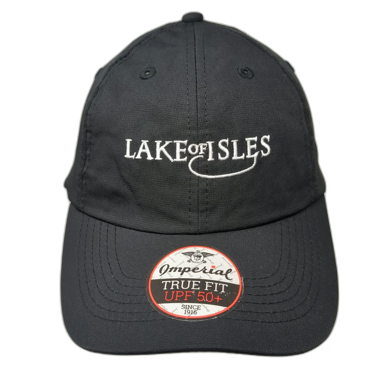 Imperial Baseball Cap Black One Size Lake of Isles Golf UPF 50+ Performance Hat