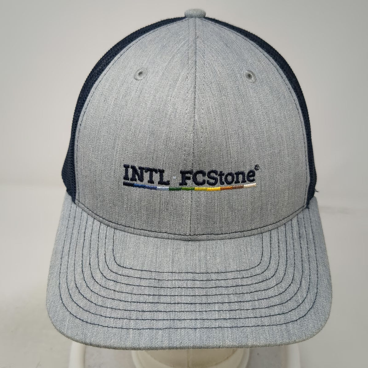 Richardson Trucker Hat Gray Blue One Size INTL FCStone Mesh Back Snapback