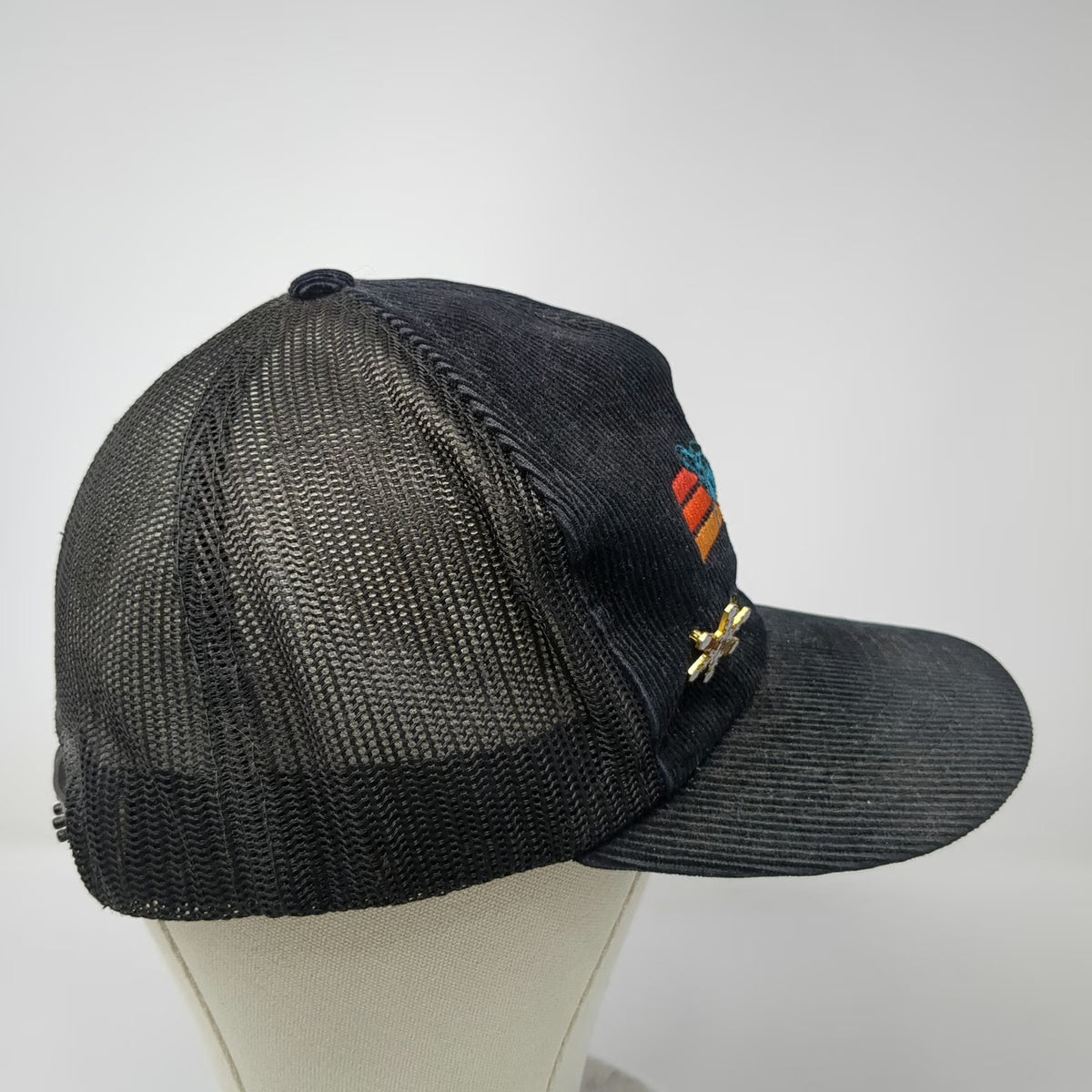 O'Brien Skis Corduroy Mesh Trucker Hat Black One Size Pebble Creek Airplane Pins