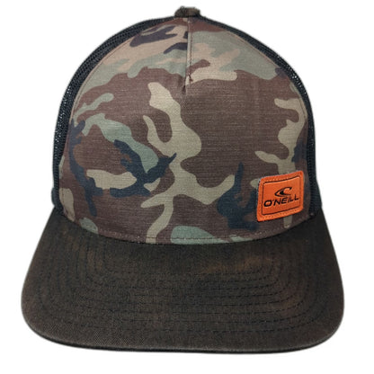 O'Neill Trucker Hat Black Camo One Size Snapback Mesh Orange Logo Patch