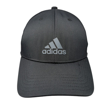 Adidas Strapback Hat Black One Size Adjustable 3 Stripes Logo 6 Panel