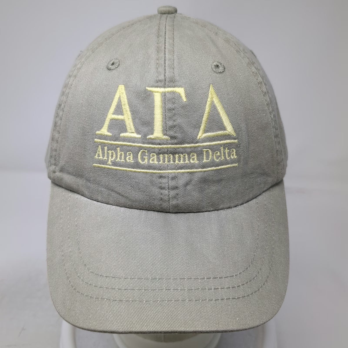 Adams Baseball Cap Beige One Size Alpha Gamma Delta Embroidered Strapback Hat