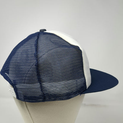 Pozzi Wood Windows Doors Trucker Hat Blue White Mesh Back Snapback USA Vintage