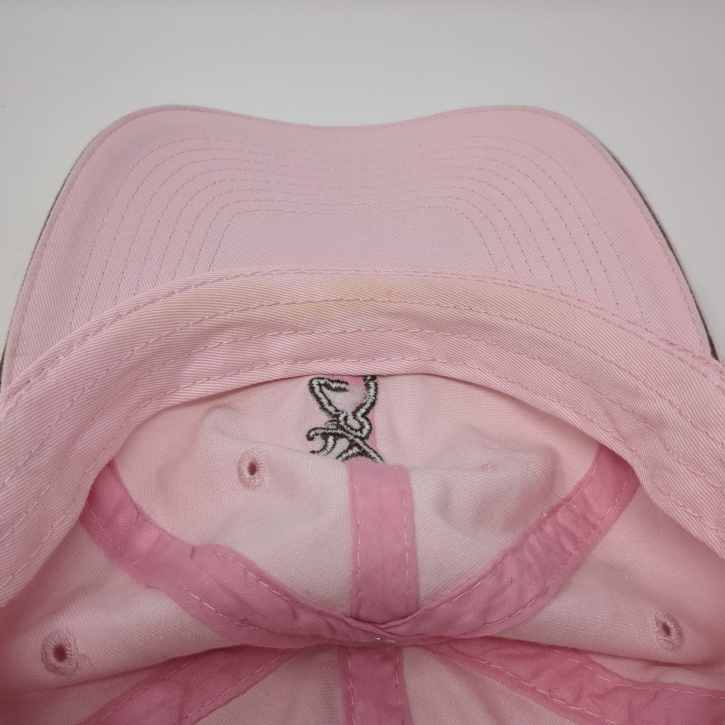 Browning Logo Strapback Hat Pink One Size Adjustable Embroidered Logo