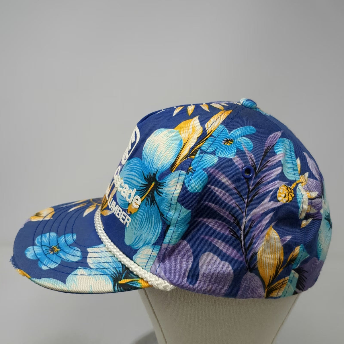 San Sun Boise Cascade Industrial Lumber 5 Panel Blue Floral One Size Hat Rope