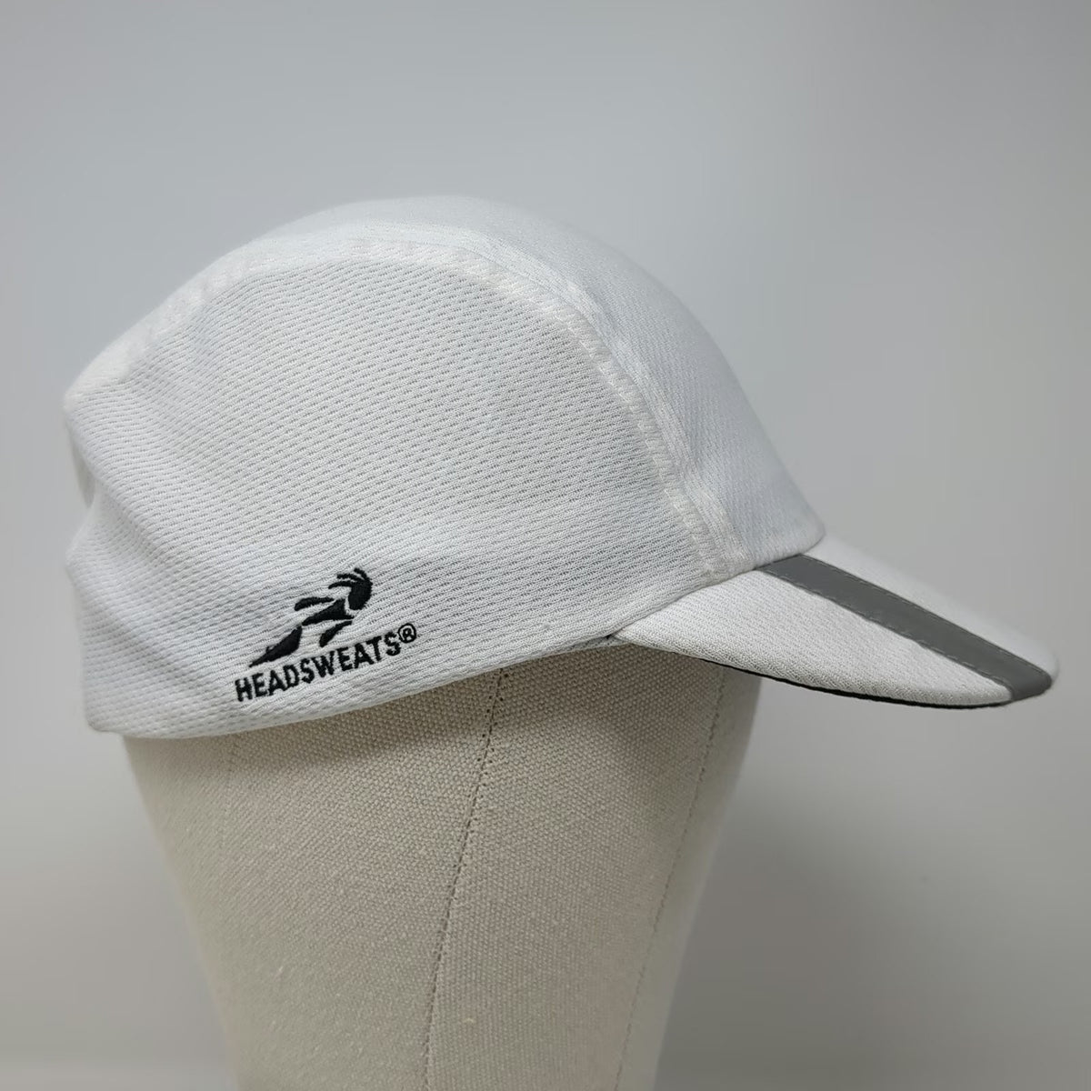 Headsweats Baseball Cap White One Size Reflective Stripe Coolmax Running Hat