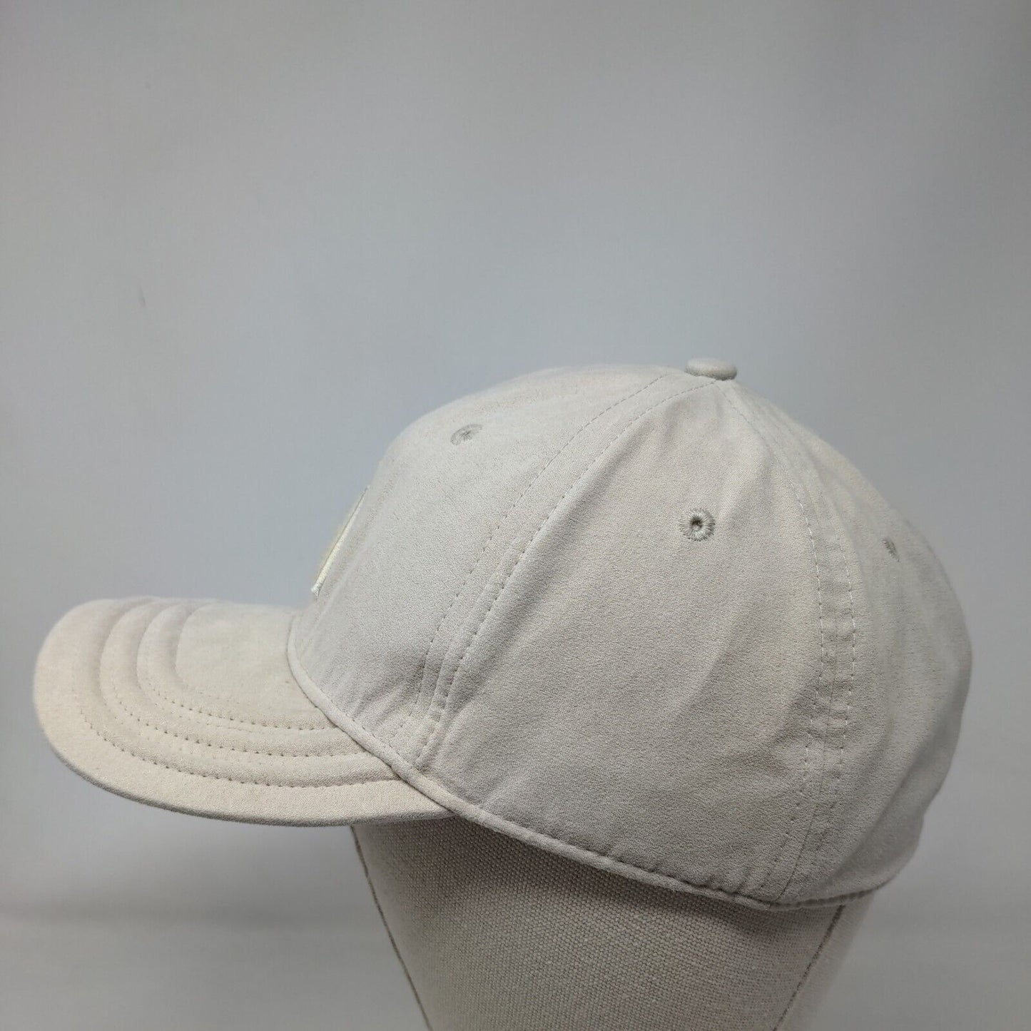 Adidas Fitted Hat Tan Large Embroidered Vented Holes 6 Panel Polyester