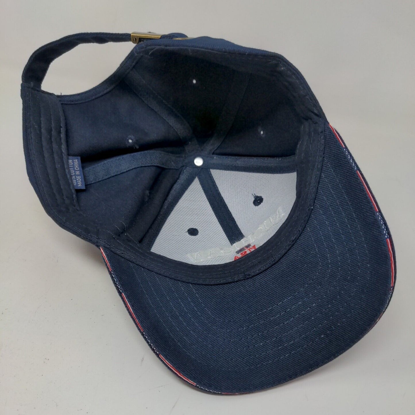 Unbranded Men's Slideback Hat Blue Embroidered Leland Michigan Logo Cotton