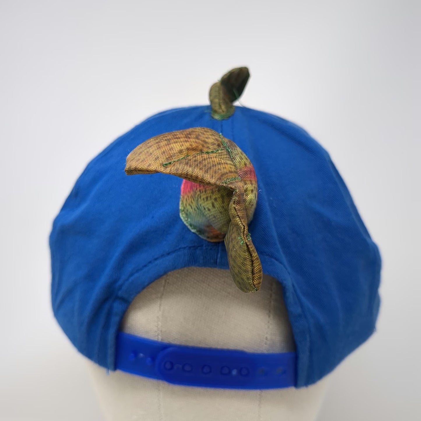 5 Panel Blue Hat One Size 3D Plush Rainbow Trout Novelty Fishing Snapback Cap