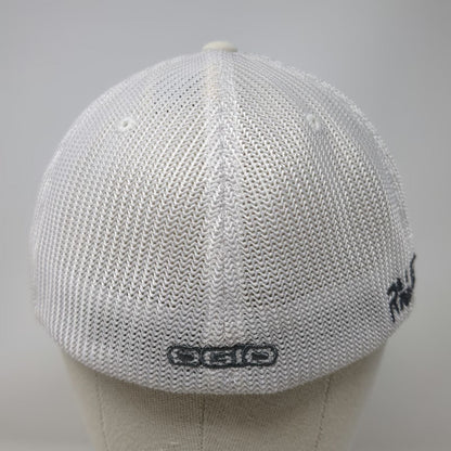 OGIO Baseball Cap White XL Mesh Back Flexfit Curved Brim Embroidered Logo Hat