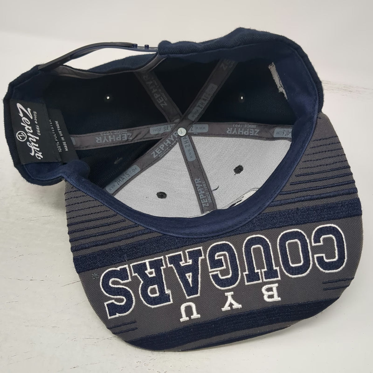 BYU Cougars NCAA Zephyr Blue Snapback One Size Utah Arch Underbrim Flat Bill Hat