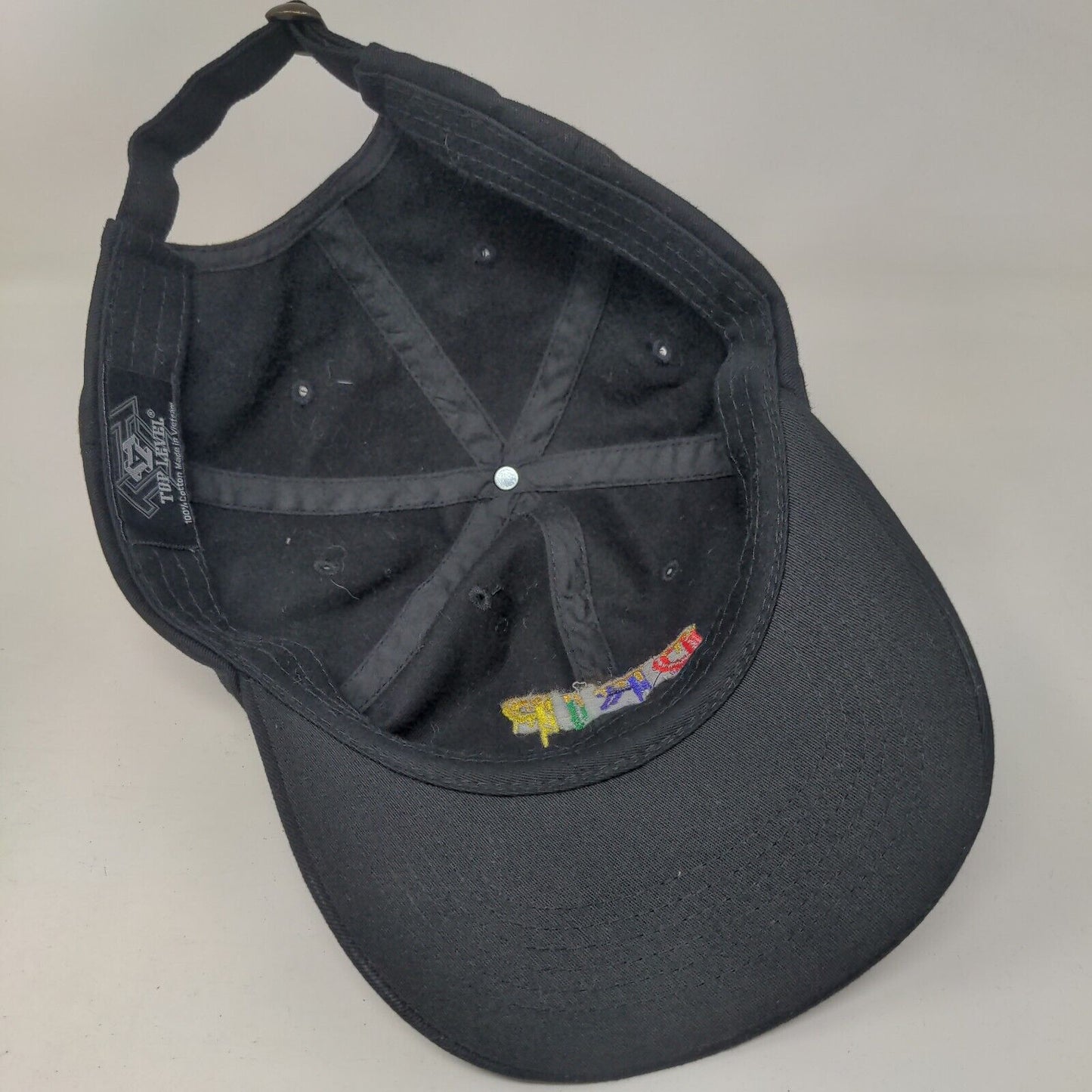 Drip Slideback Hat Black One Size Adjustable Embroidered Top Level Cotton