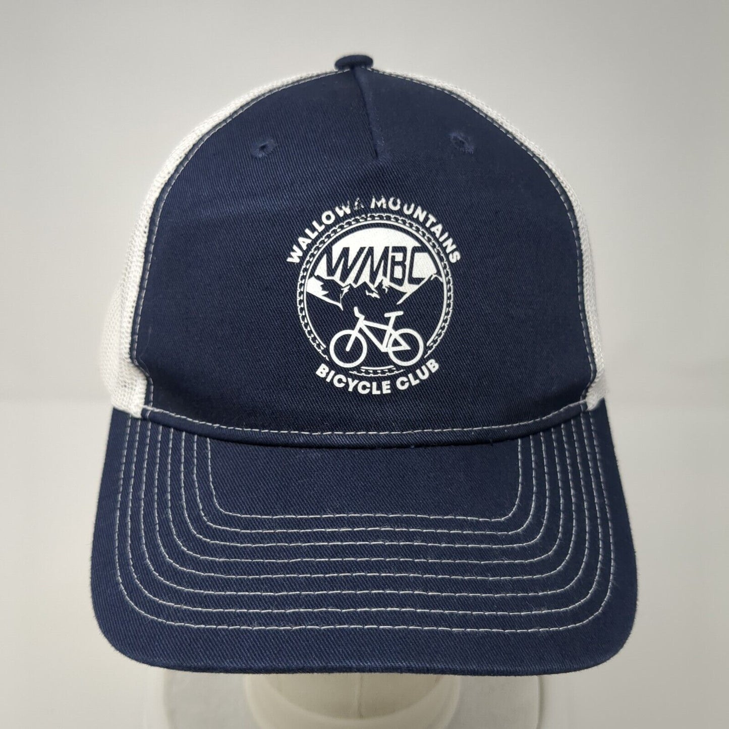 Wallowa Mountains Bicycle Club Snapback Trucker Hat Blue One Size Port Authority