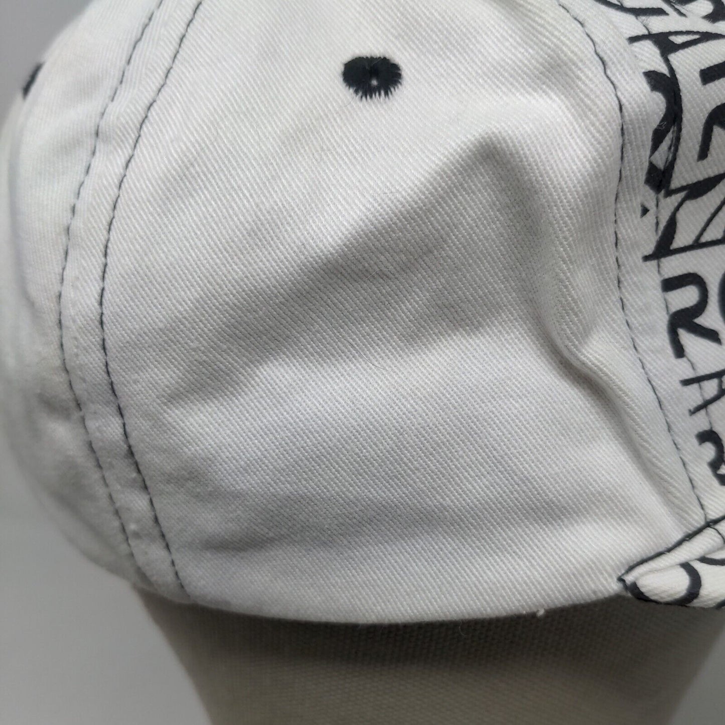 Rockboard Men's Strapback Hat White Black Embroidered All Over Print Logo Cotton