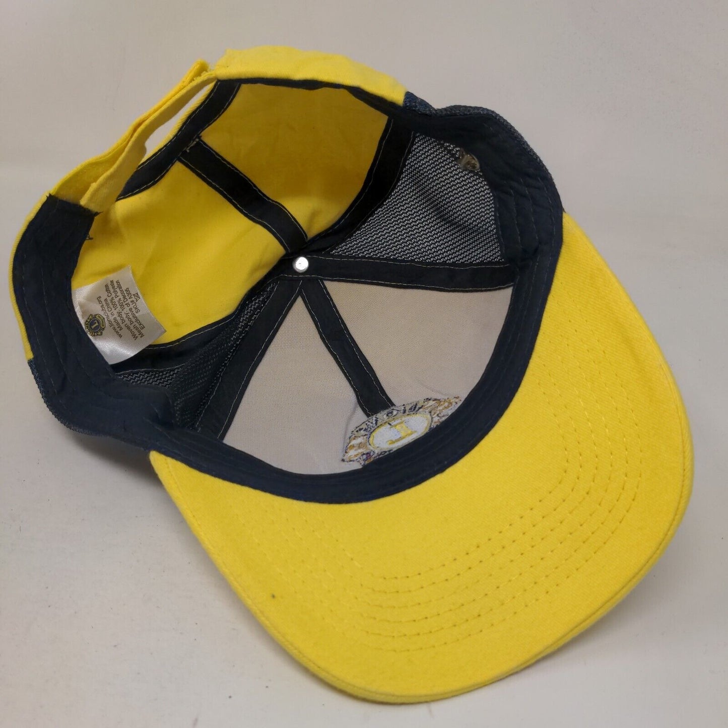 Lions Club International Strapback Hat Yellow One Size Colorblock Mesh Trim