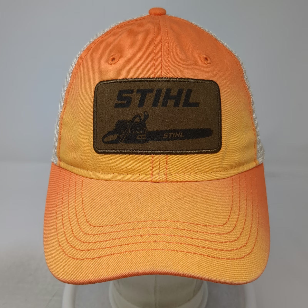 Stihl Trucker Hat Orange One Size Chainsaw Logo Patch Mesh Back Snapback Outdoor