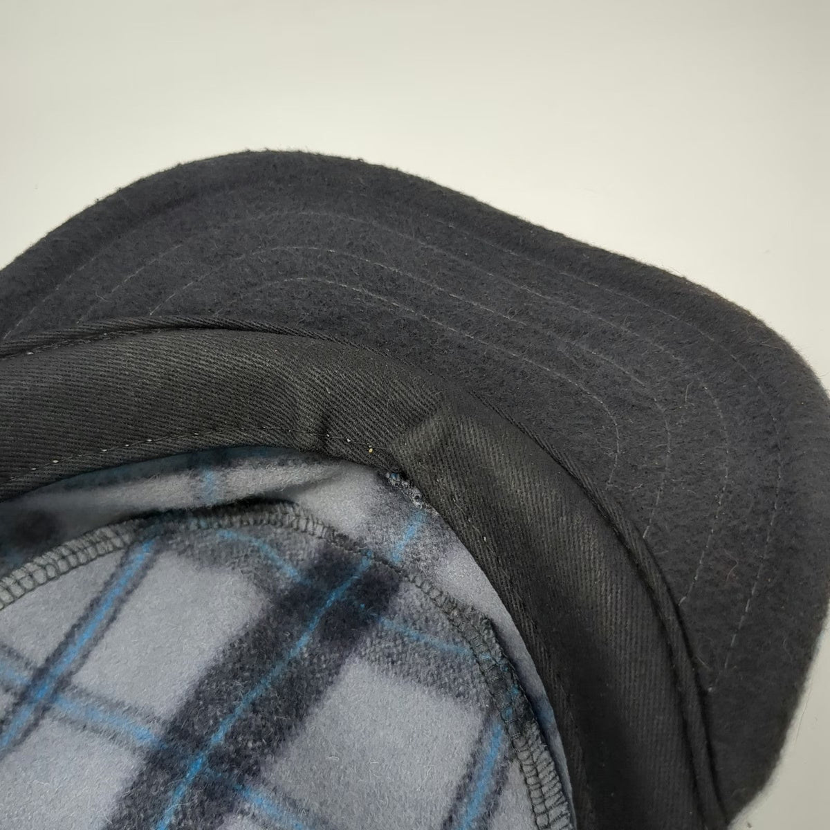 Stormy Kromer Gray Plaid Army Cap 7 1/8 Wool Made in USA Hat Blue Black Fitted