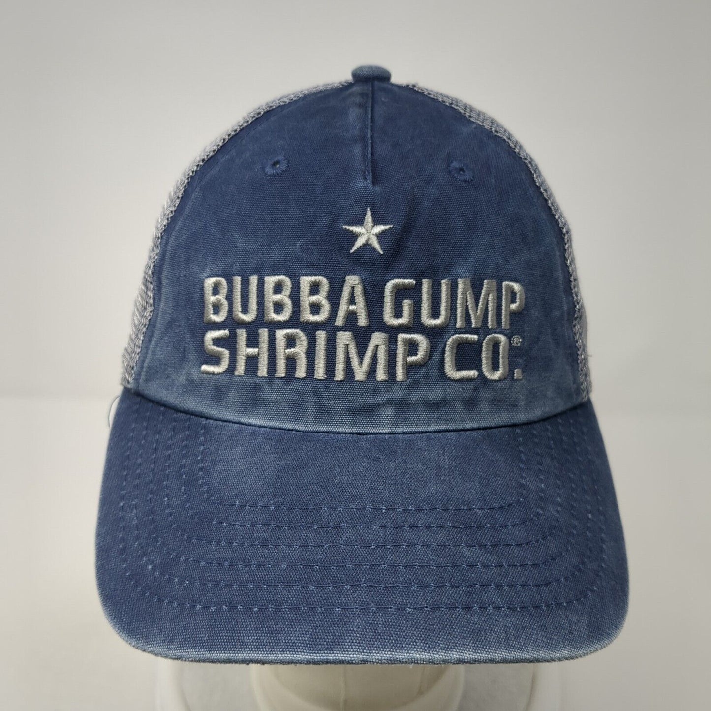 Bubba Gump Shrimp Co. Snapback Trucker Hat Blue One Size Adjustable Mesh Back