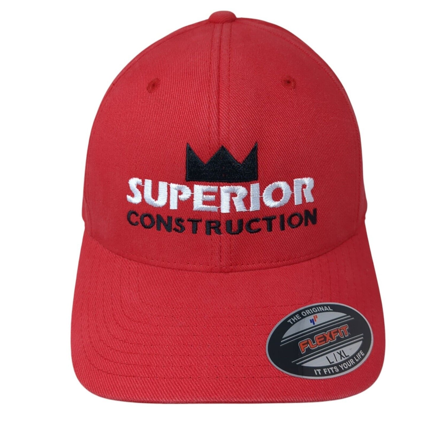 Superior Construction Fitted Hat Red L/XL Flexfit Embroidered 6 Panel Yupoong