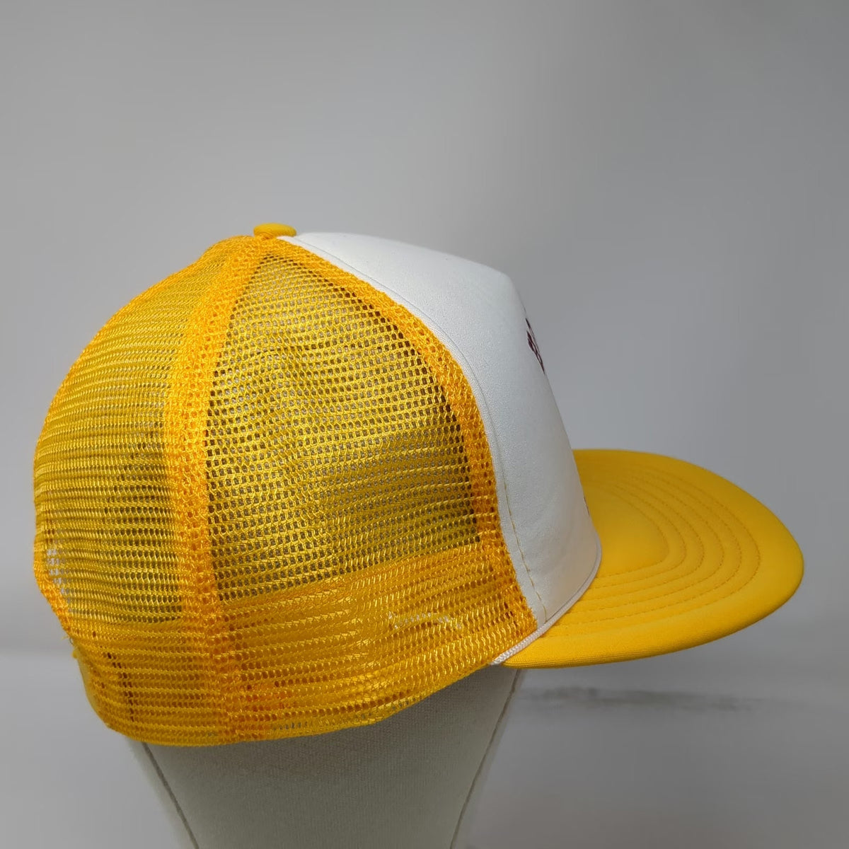 Yellow Trucker Hat Hobey's Pizza Sun Valley Nevada Snapback Foam Mesh Vintage