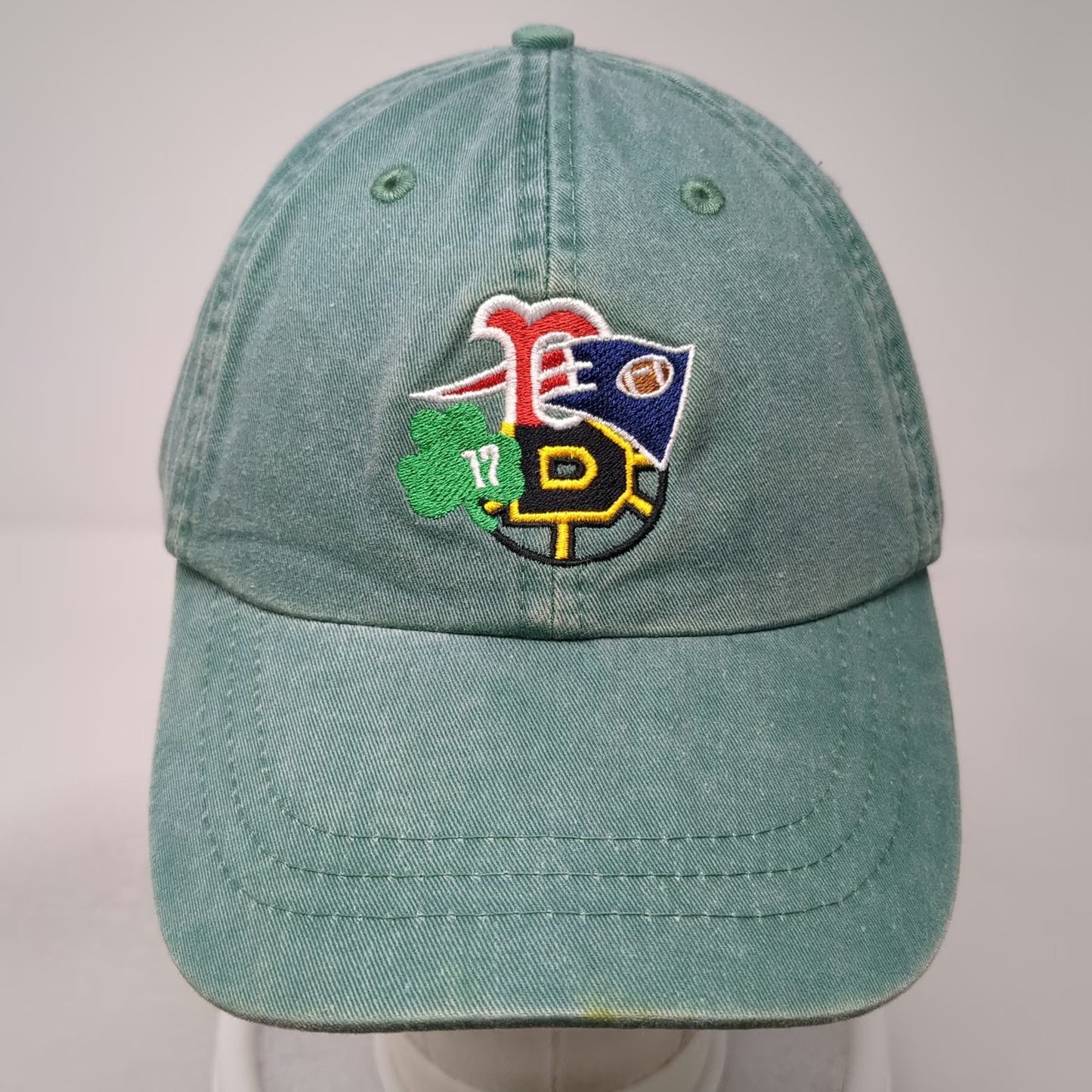 Adams Green Baseball Cap One Size Boston Sports Logo Leather Strap Buckle Hat