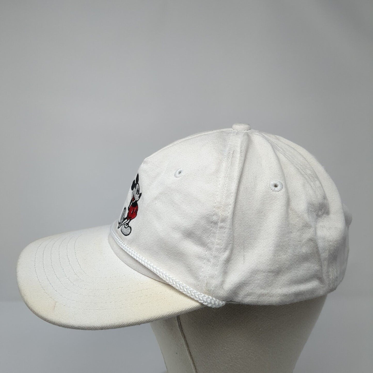 Mickey Mouse Slideback Rope Hat White One Size Adjustable Solid Disney