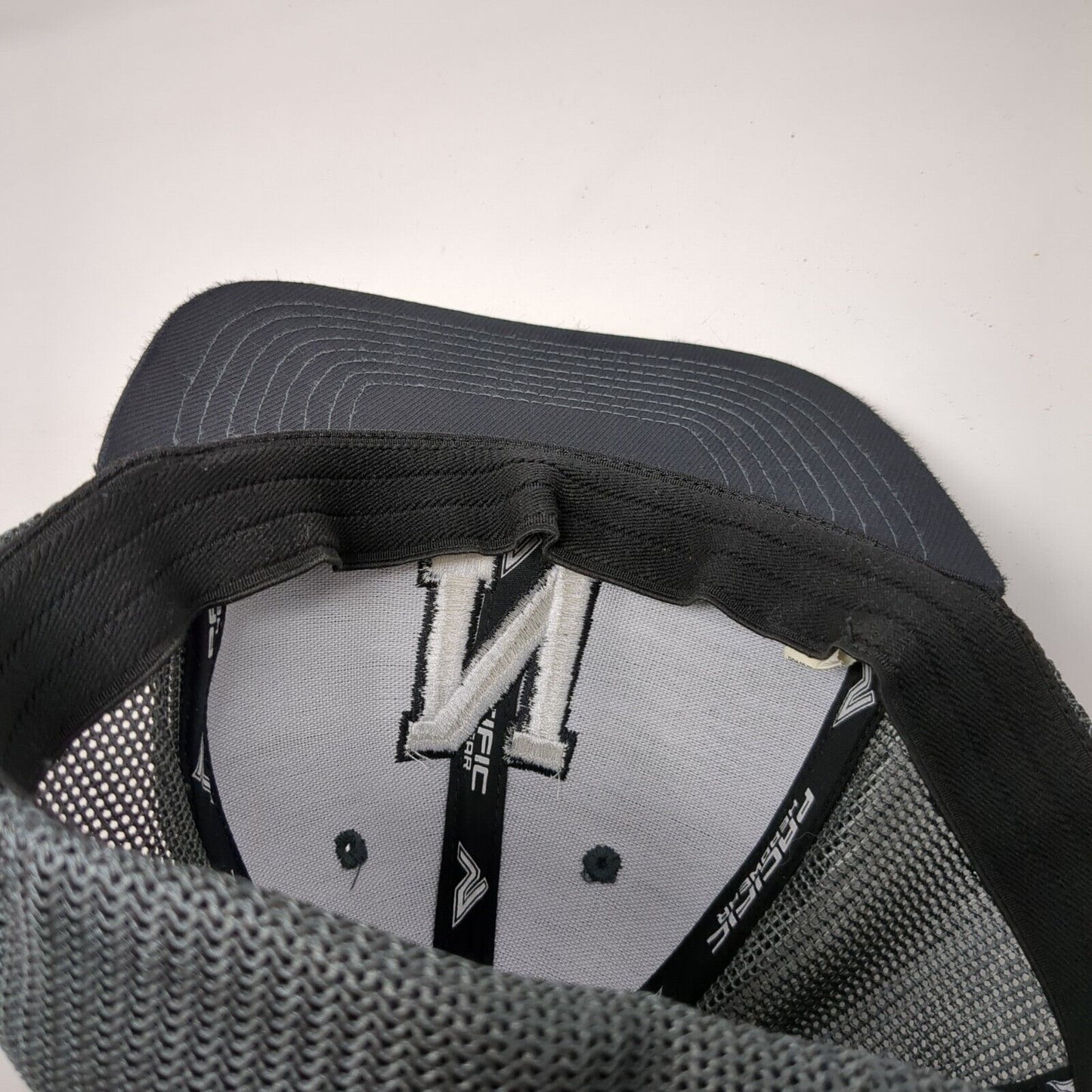 Letter N Fitted Trucker Hat Gray 7 3/8-8 Mesh Back 6 Panel Pacific Headwear