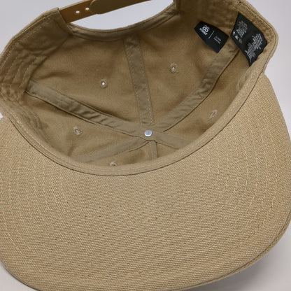 AS Colour 5 Panel Beige One Size Snapback Canvas Embroidered Logo Flat Brim Hat