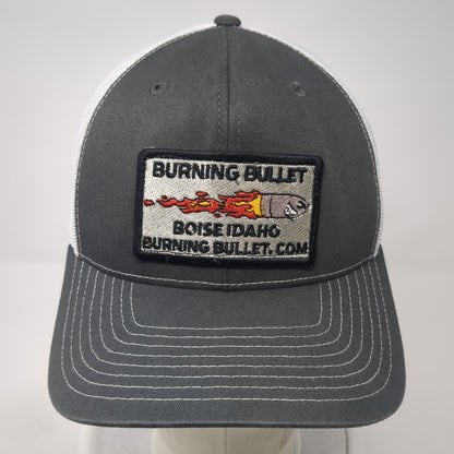 Burning Bullet Patch Snapback Trucker Hat Gray One Size Mesh Back