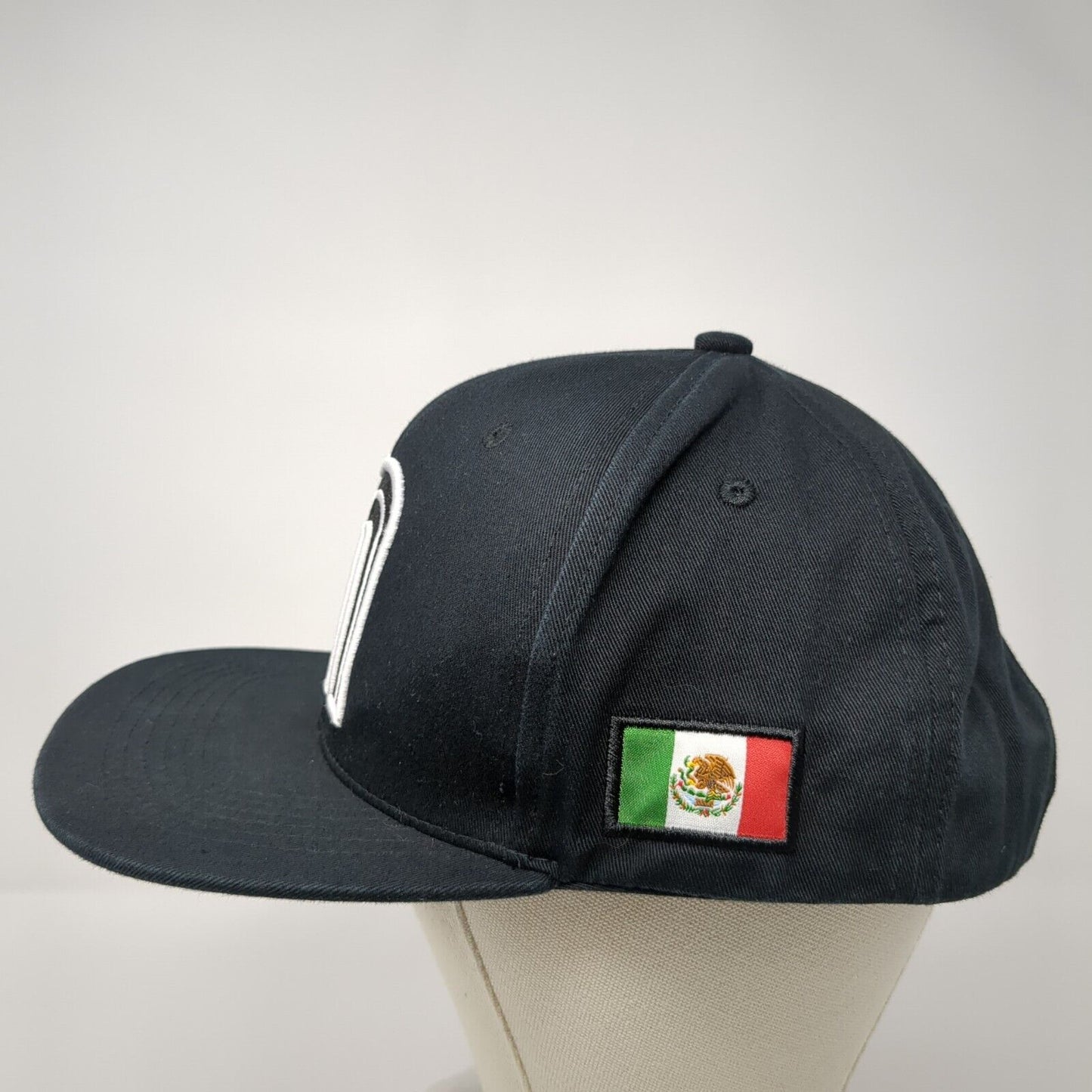 M Mexico Flag Snapback Hat Black One Size Adjustable Embroidered