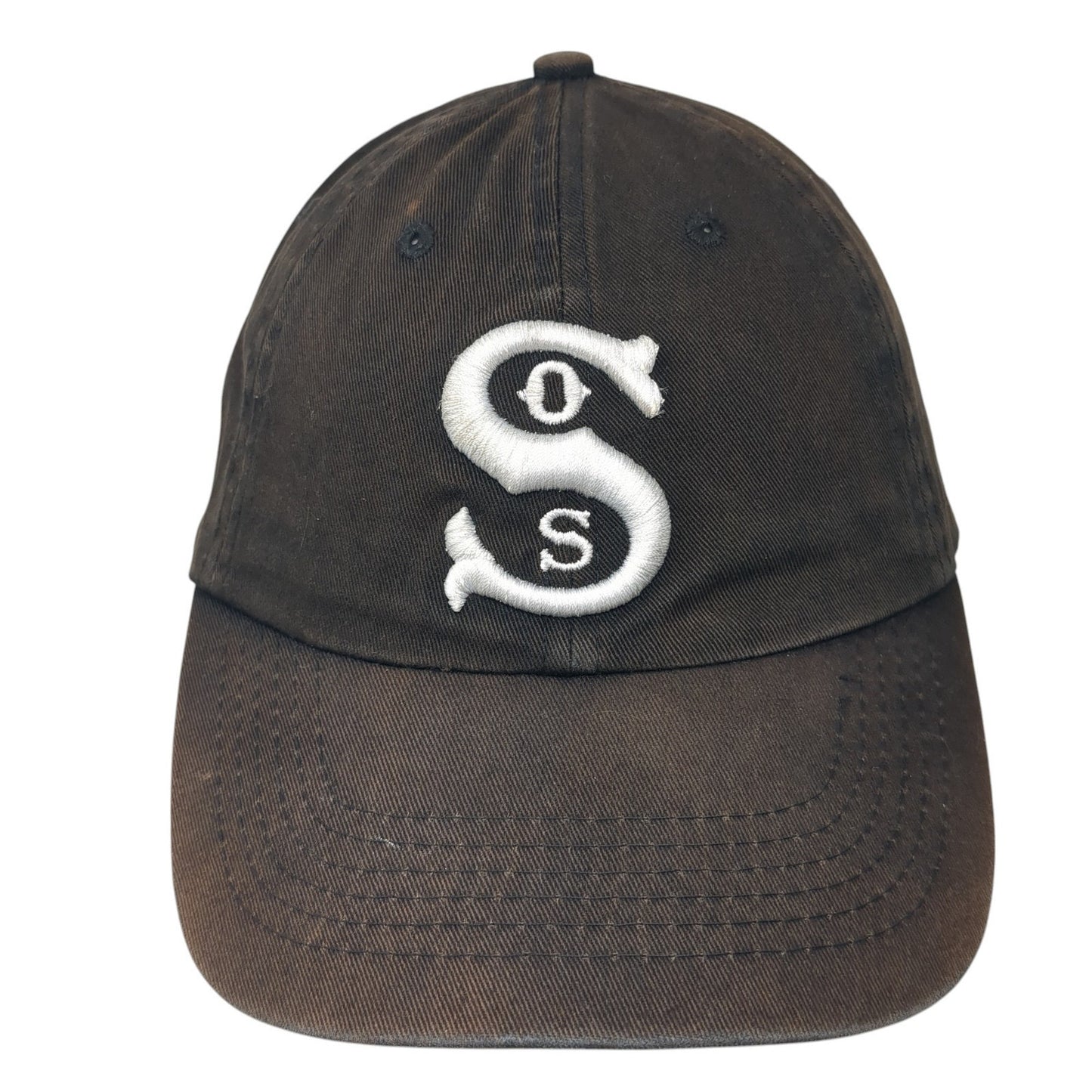 SOS Slideback Hat Brown One Size Adjustable Embroidered Solid 6 Panel