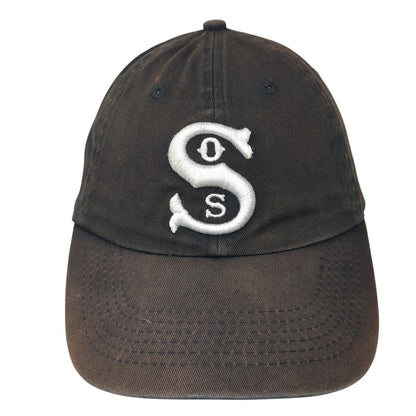 SOS Slideback Hat Brown One Size Adjustable Embroidered Solid 6 Panel