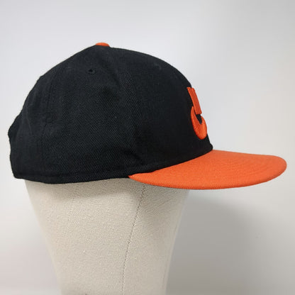Nike Snapback Black Orange Hat One Size Flat Brim Embroidered Contrast Logo