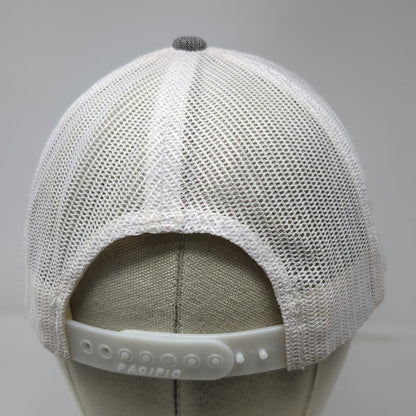 Pacific Headwear Trucker Hat Gray White OSFM Fishers Technology Mesh Snapback