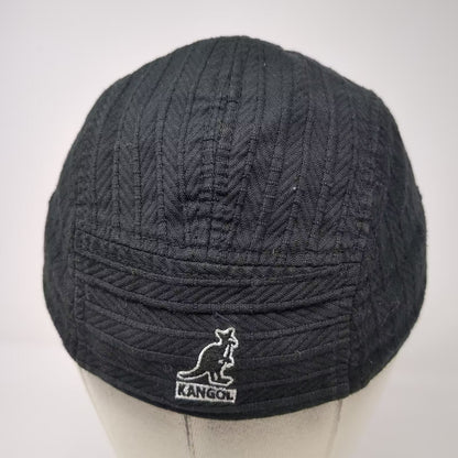 Kangol 5 Panel Black Hat M Fitted Flexfit Embroidered Logo Textured Fabric