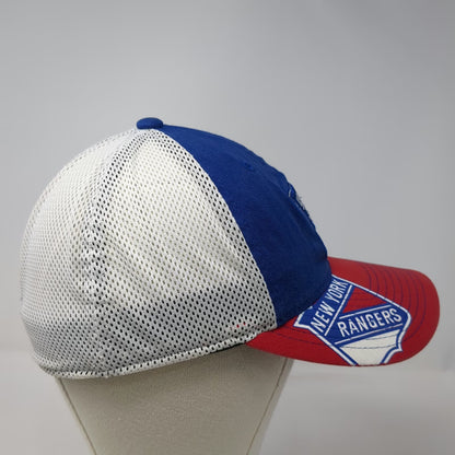 Reebok New York Rangers NHL Blue Red White XL Mesh Back Stretch Fit Shield Hat