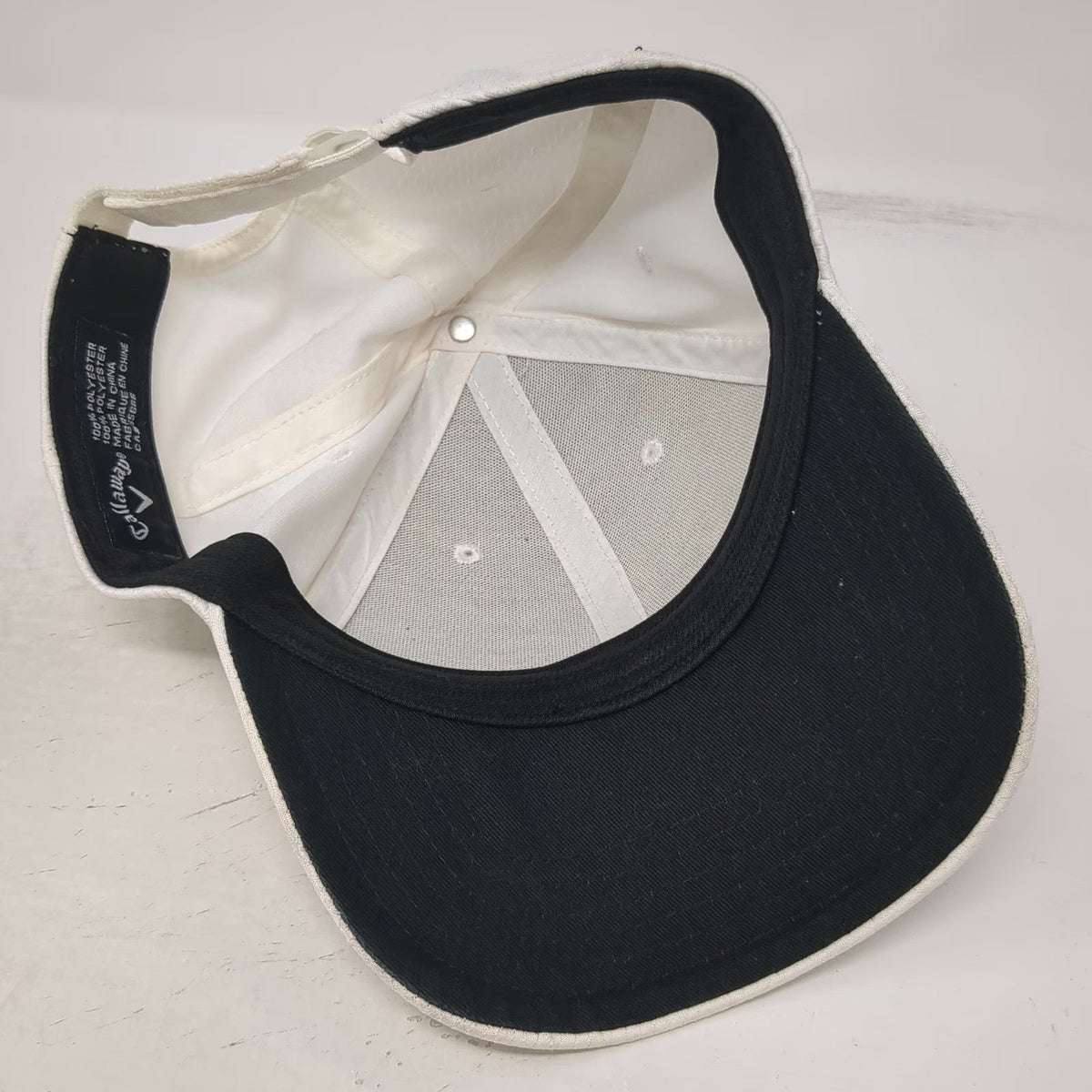 Callaway Baseball Cap White One Size Strapback Textured Blue Logo Golf Hat