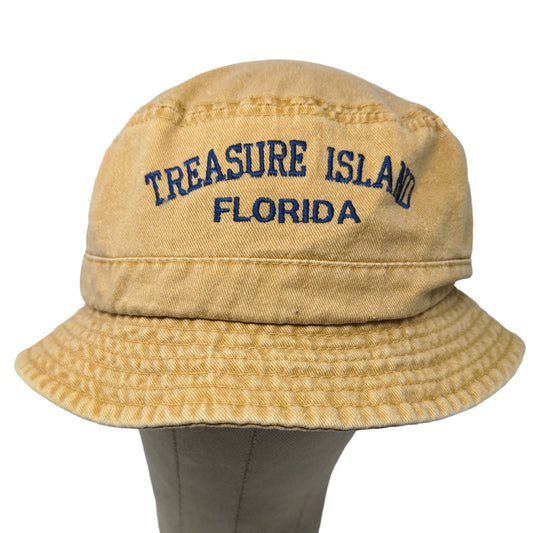 Unbranded Women's Bucket Hat Tan Embroidered Treasure Island Florida Logo