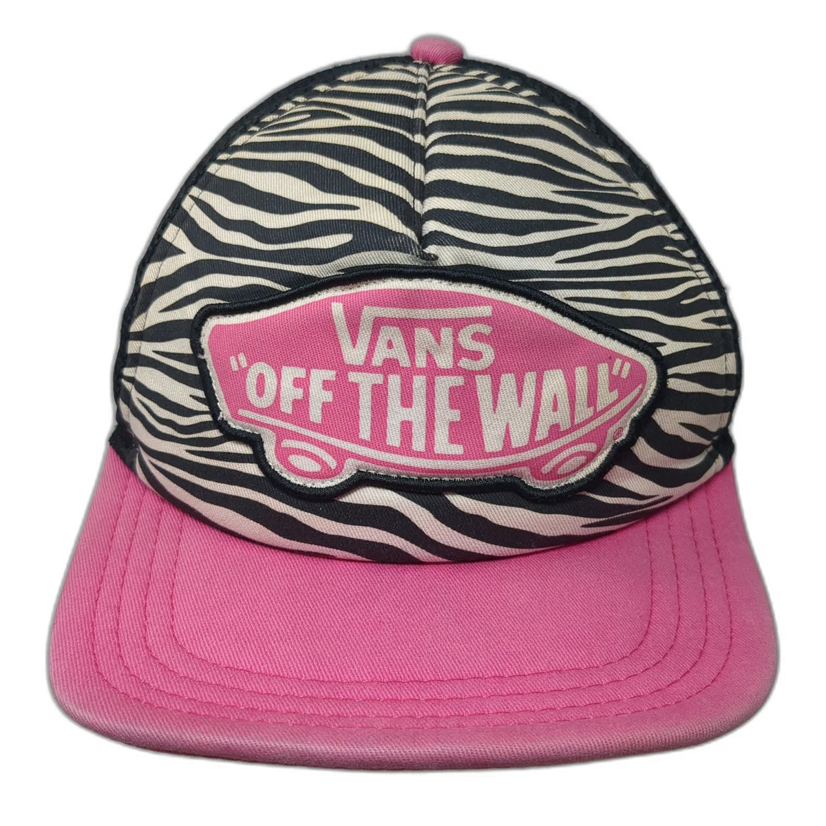 Vans Trucker Hat Pink Black White One Size Zebra Print Mesh Back Snapback