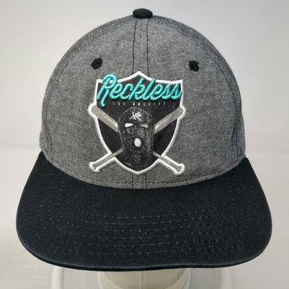 Young & Reckless Gray Snapback Hat One Size Shield Logo Mask Baseball Bats Blue