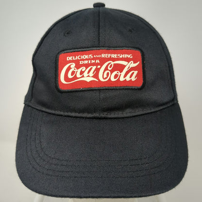 Coca-Cola Black Baseball Cap One Size Adjustable Strapback Patch Logo Drink Hat
