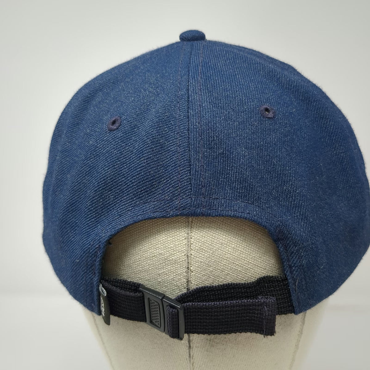 Vans Baseball Cap Blue One Size Slideback Logo Patch Wool Blend 6 Panel Hat