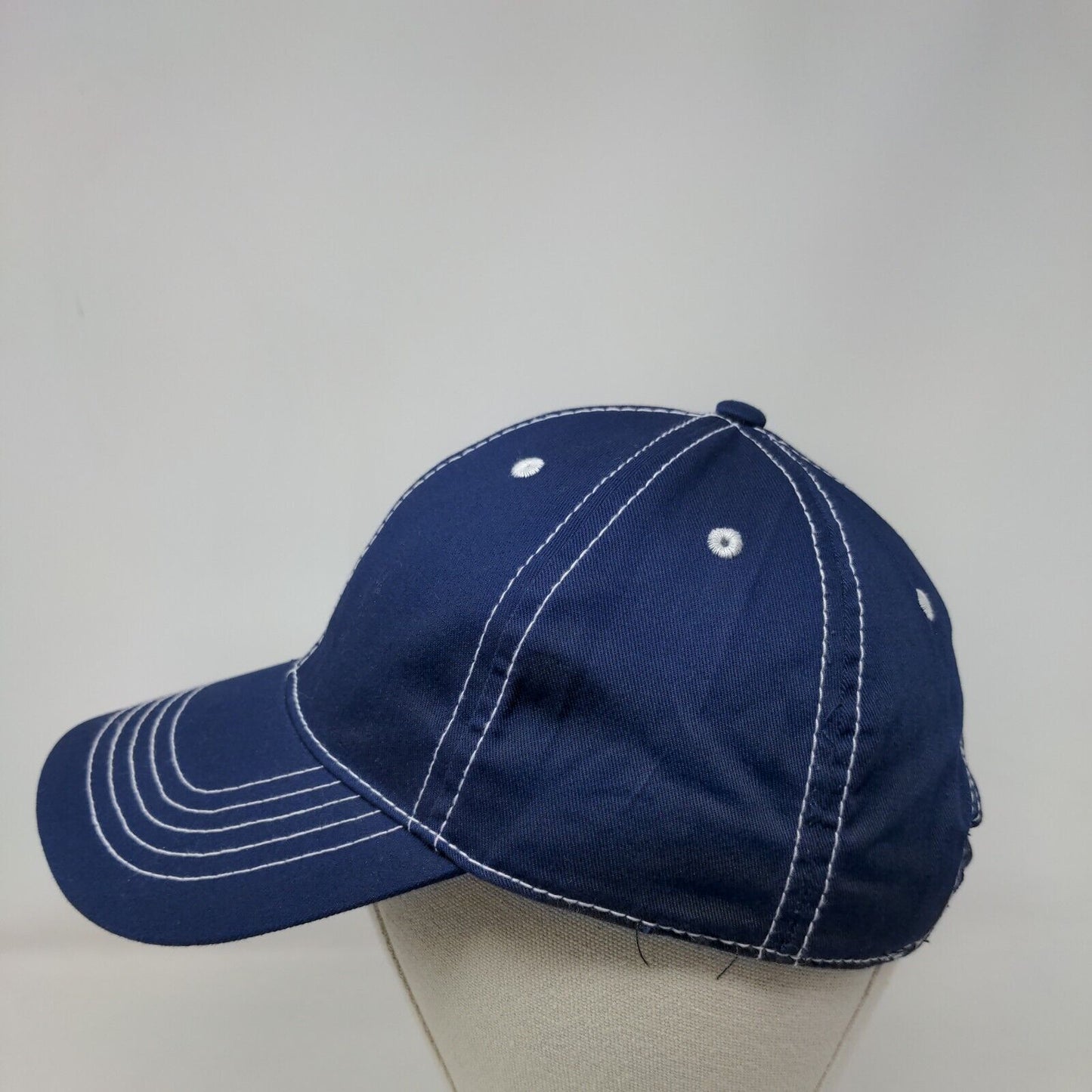 Unbranded Strapback Hat Blue OSFM Adjustable Vented Holes 6 Panel Blank